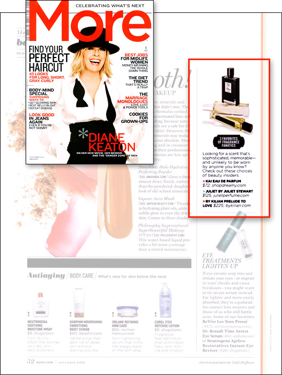 More Magazine November 22009, Beauty News features Juliet Prefume.